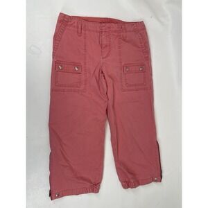 Gap Flat Front Ankle Zip Cargo Capri Pants Womens Size 8 Pink